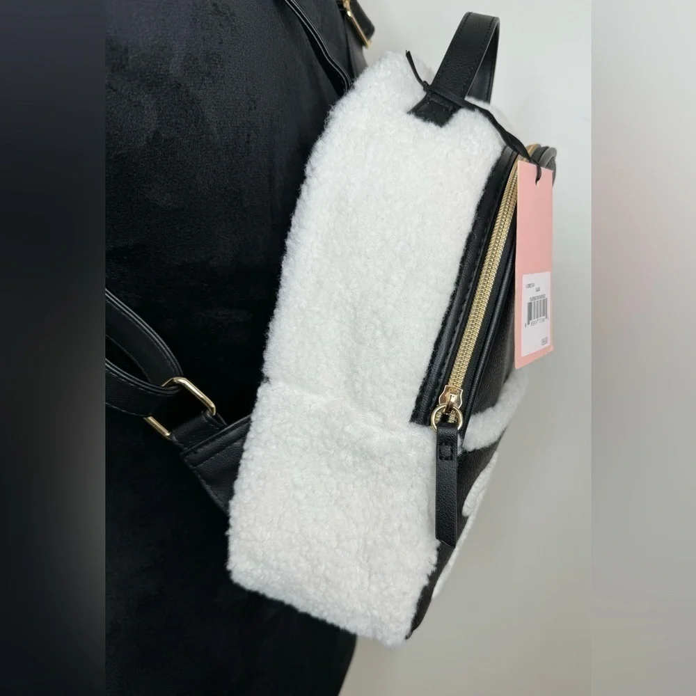NEW Juicy Couture Black & White Shearling Flashback Backpack